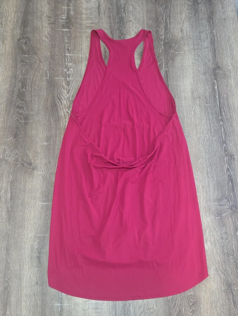 Lululemon Rejuvenate Racerback Dress Fuchsia Draped Layered Rose Magenta Pink